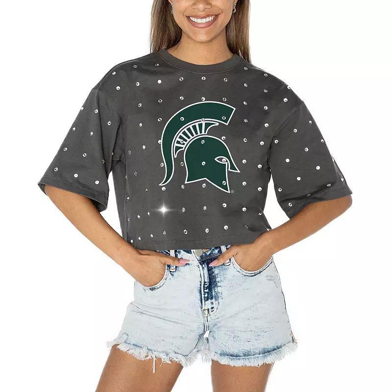 Women's Gameday Couture Gray Michigan Wolverines Go Time Rhinestone Crop T-Shirt, Size: 3XL, Grey Product Image