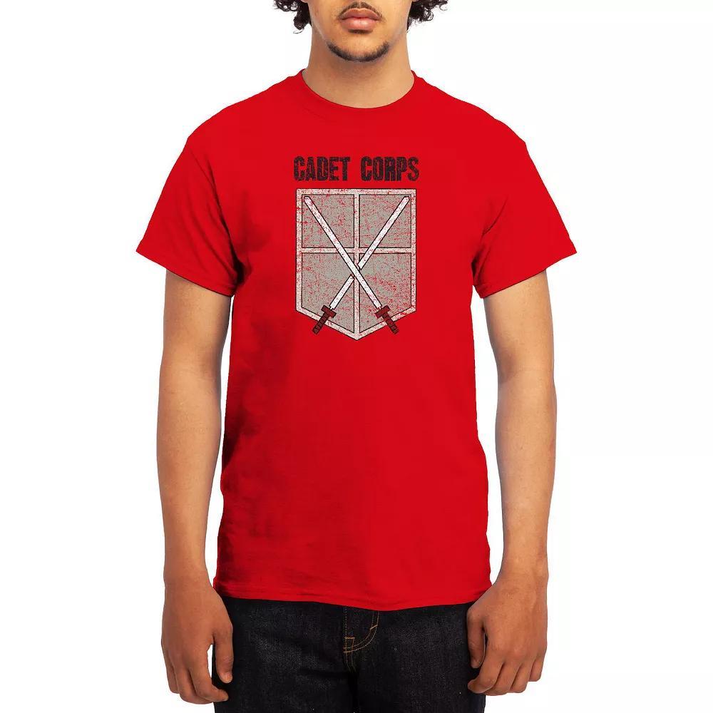 Men's Attack on Titan Distressed Cadet Corp Emblem Tee, Boy's, Size: XXL, Grey Red Product Image
