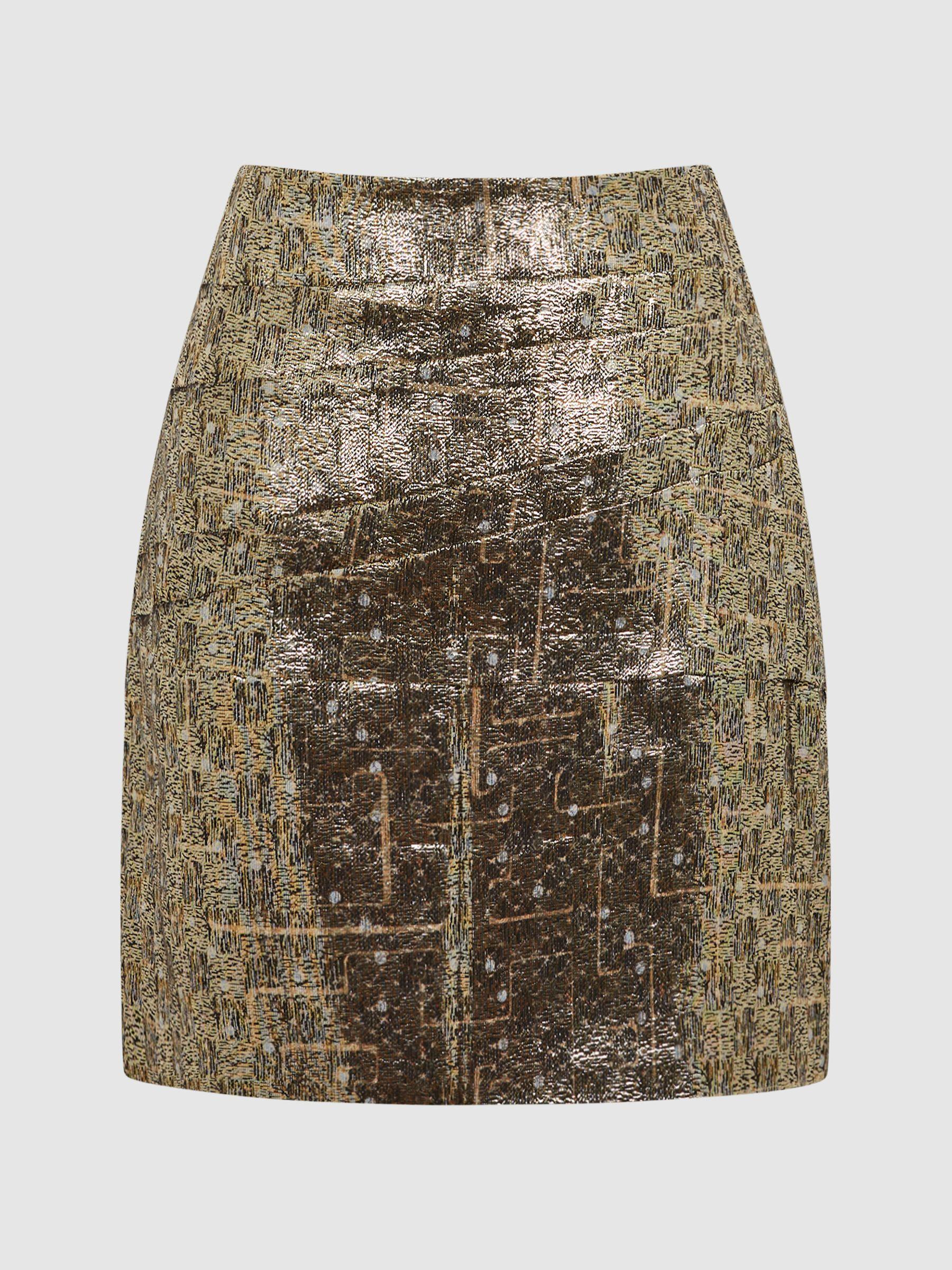 Metallic Mini Skirt in Gold Product Image