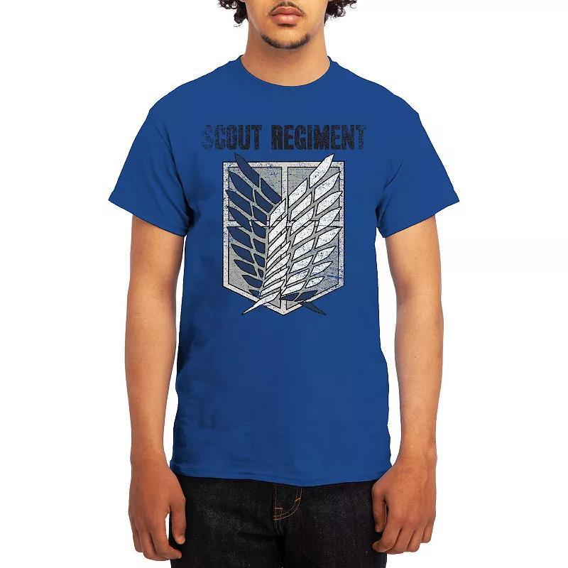 Men's Attack on Titan Distressed Survey Corps Emblem Tee, Boy's, Size: Medium, Blue Product Image