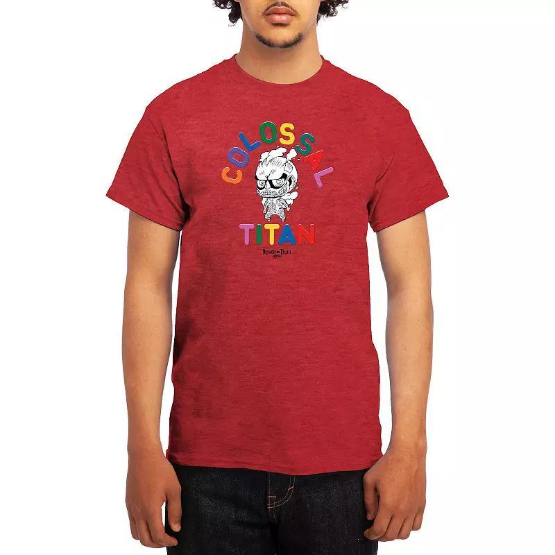 Men's Attack on Titan Alphabet Soup Graphic Tee, Size: Large, Grey Red Product Image
