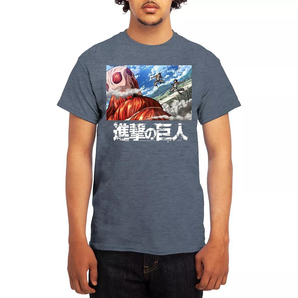 Men's Attack on Titan Action Fight Titan Clouds Tee, Boy's, Size: Large, Grey Red Product Image