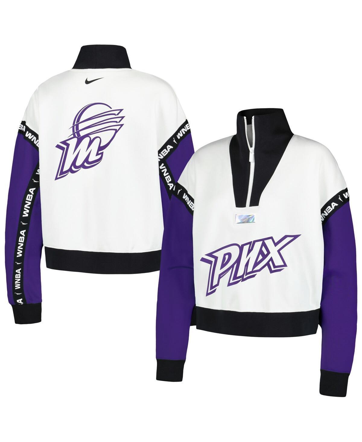 Women's Nike White Phoenix Mercury Buzzer Beaters Satin Stitch Quarter-Zip Pullover Jacket, Size: Small, Wnb White Product Image