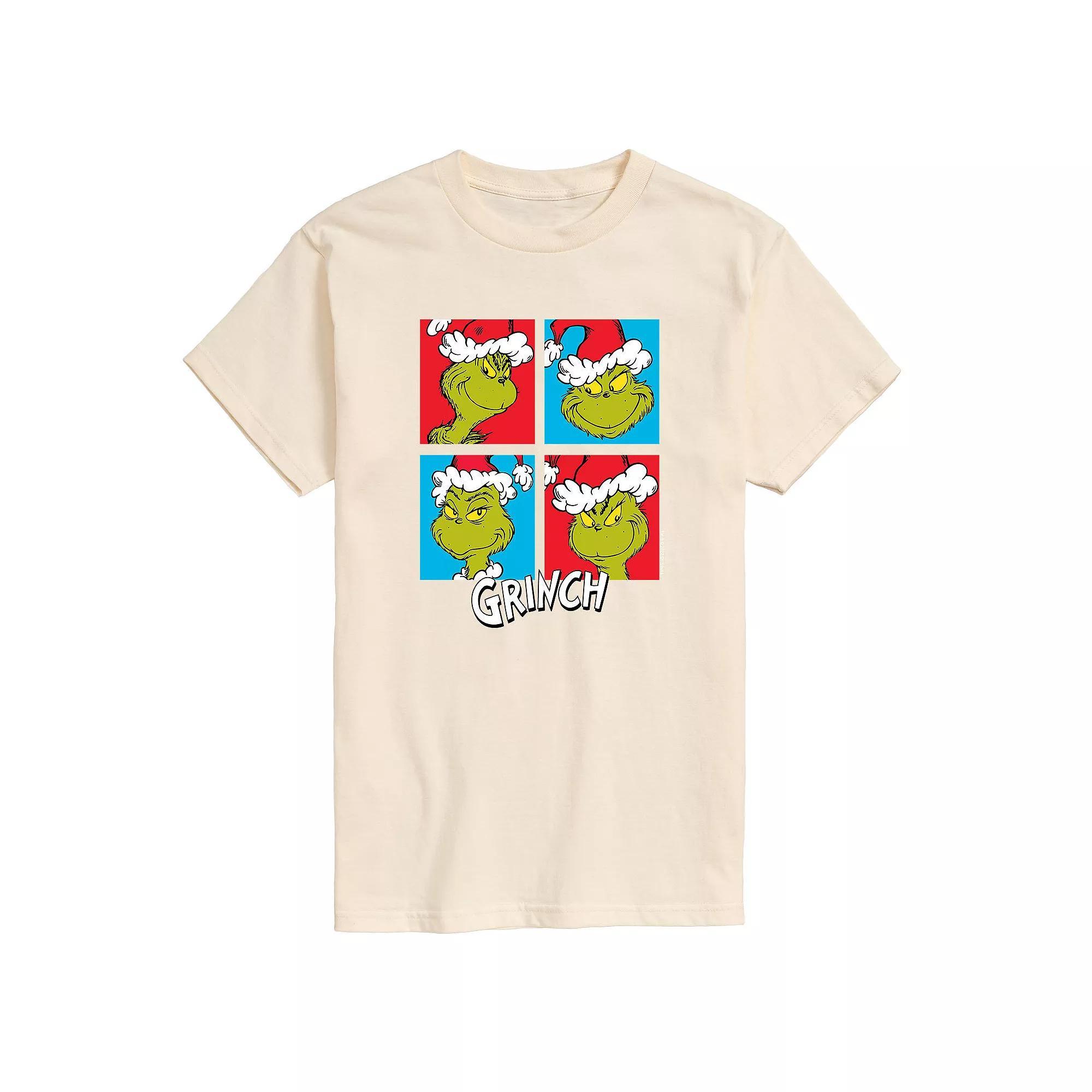 Men's Dr. Seuss Grinch Grid Tee, Size: Large, Black Product Image
