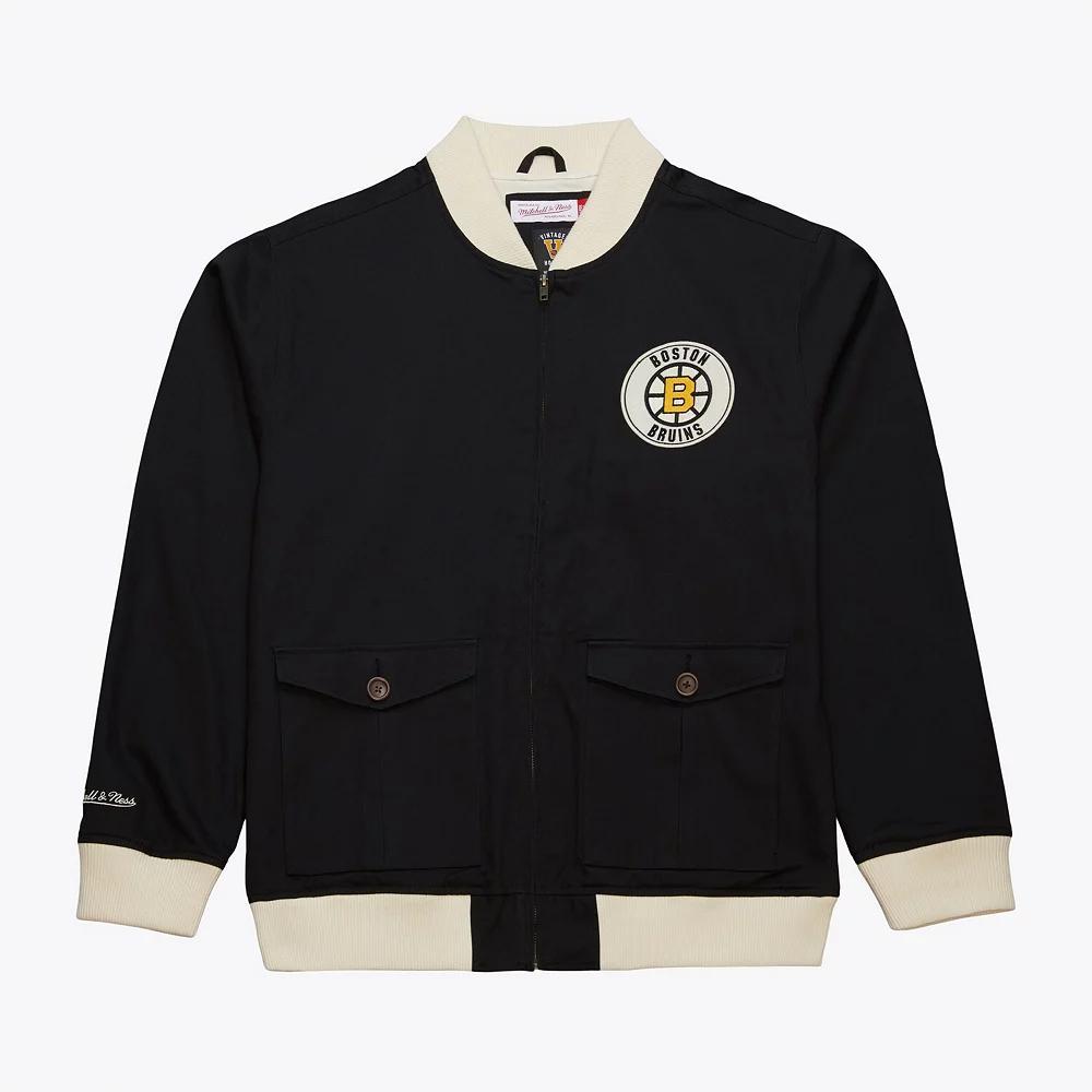 Men's Mitchell & Ness Black Boston Bruins Vintage Coaches Cotton Twill Full-Zip Jacket, Size: 4XL Product Image