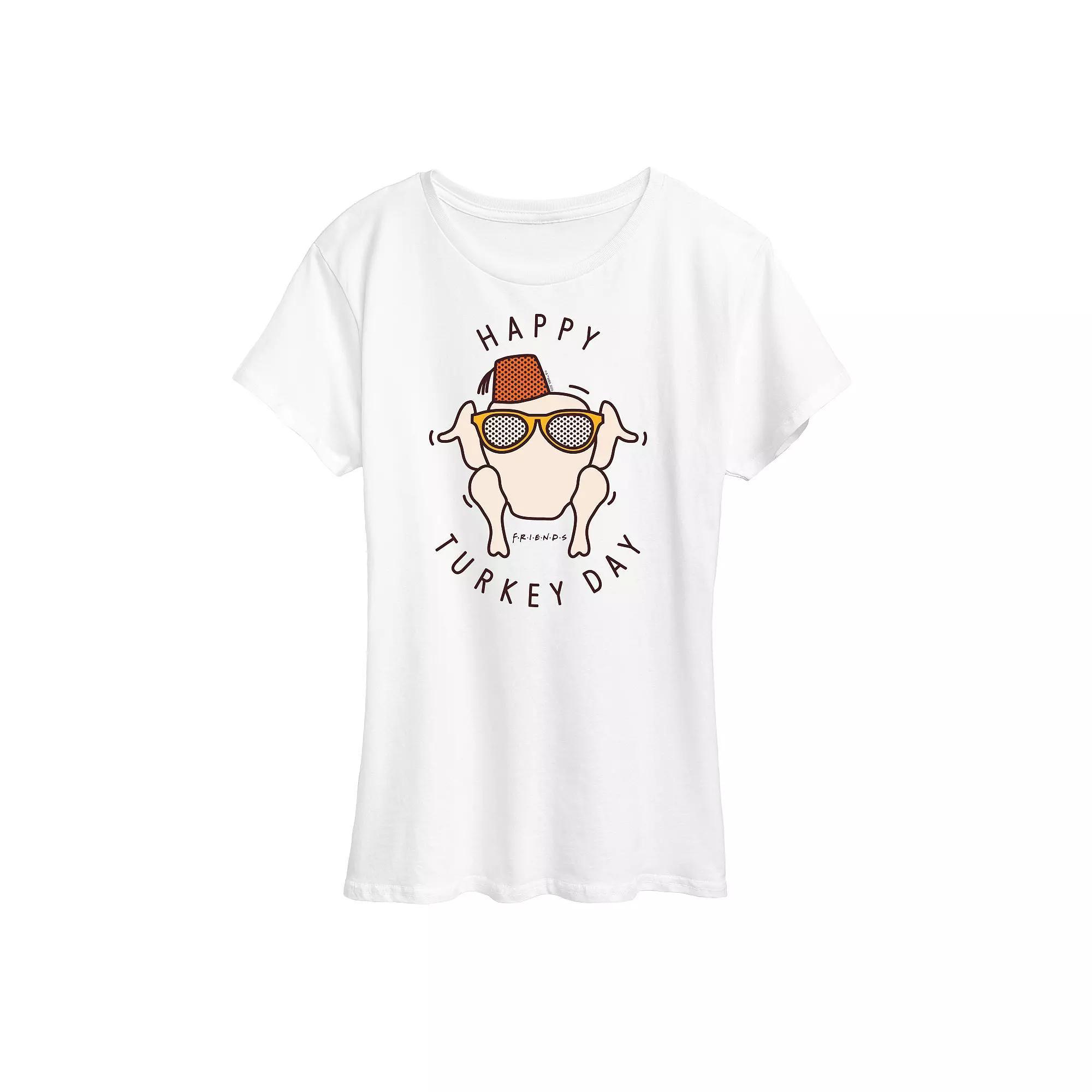 Women's Friends Happy Turkey Day Graphic Tee, Girl's, Size: Small, White Product Image