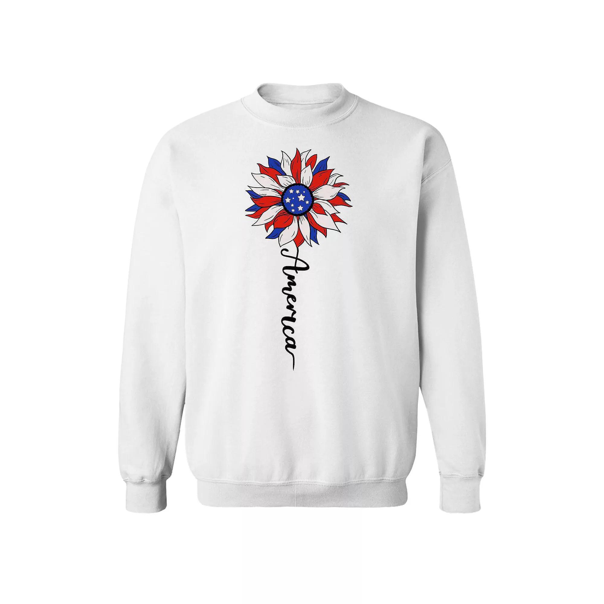 Juniors American Sunflower Graphic Fleece Sweatshirt, Womens Product Image