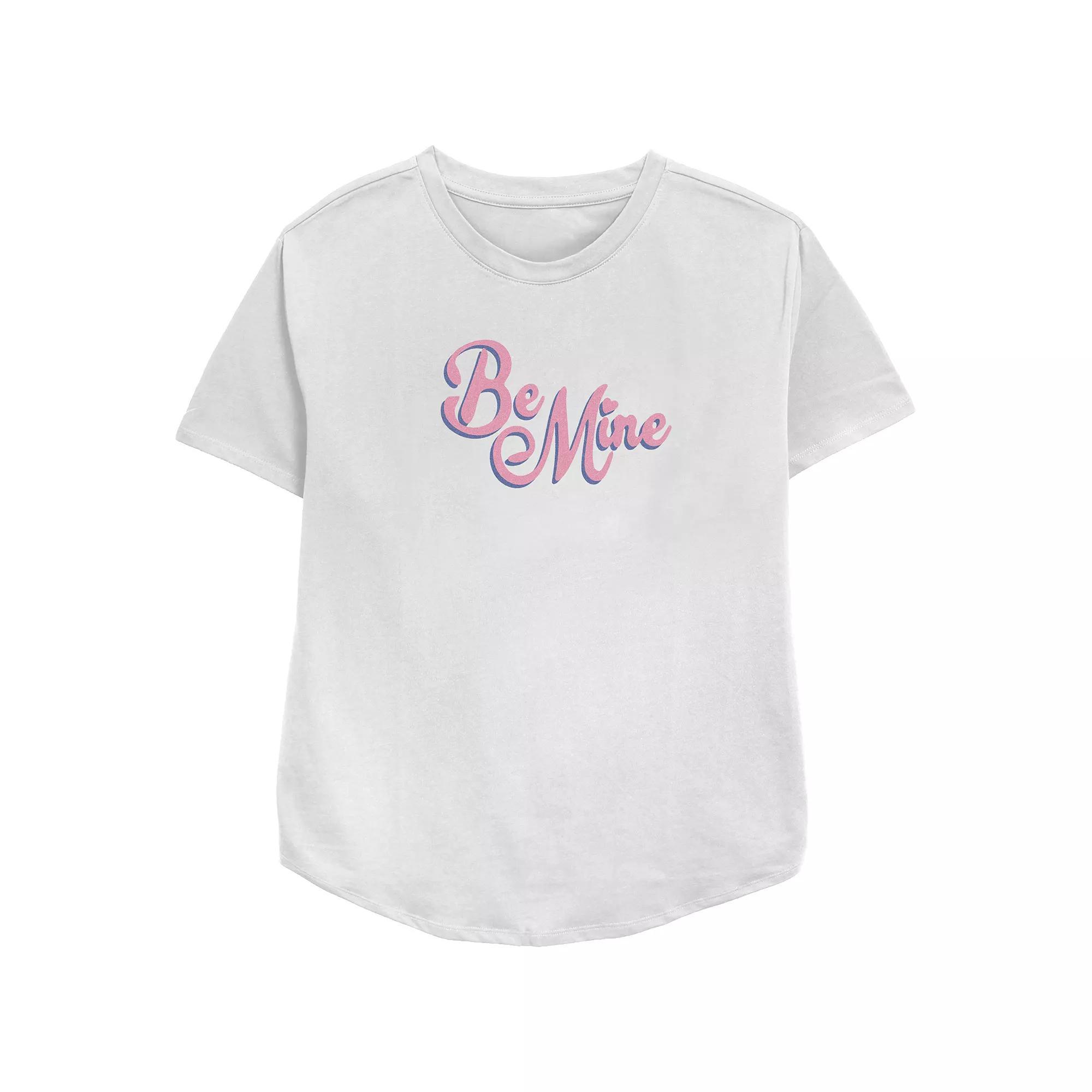 Women's Be Mine Relaxed Fit Graphic Tee, Girl's, Size: Small, Black Product Image