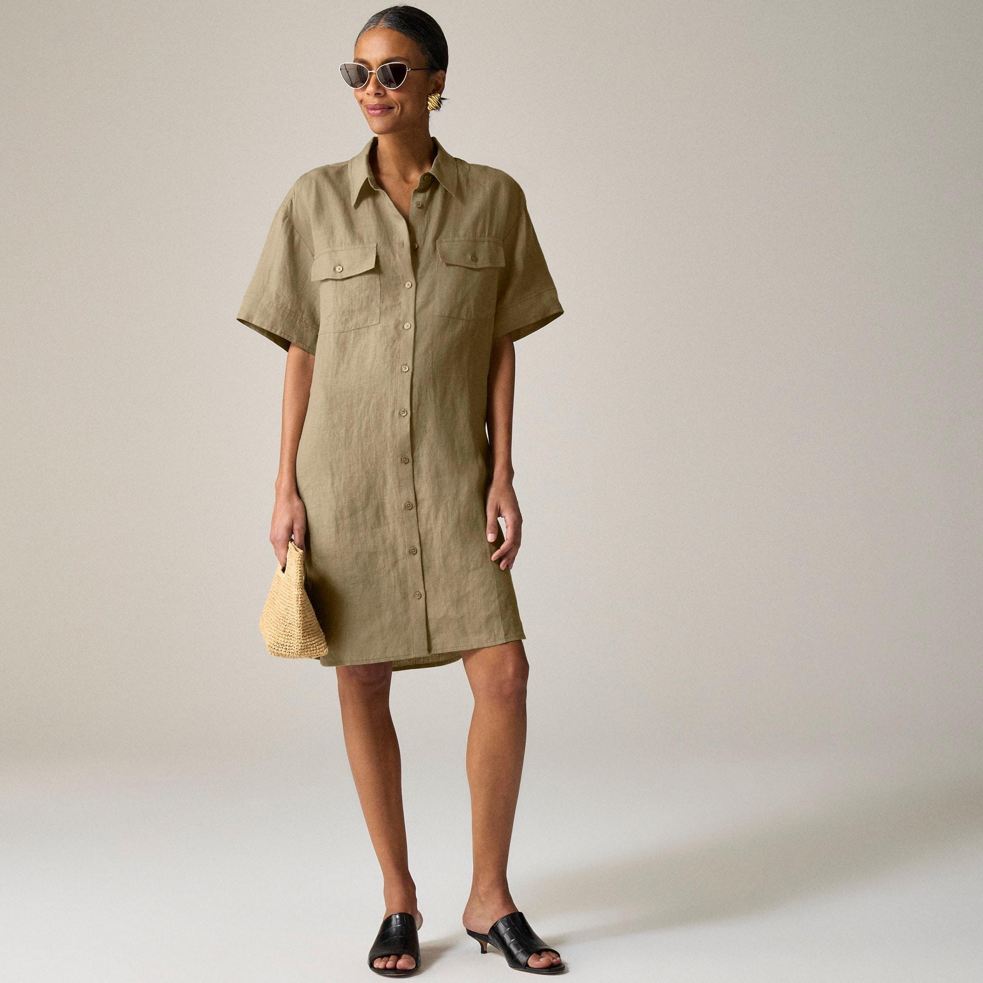 Petite utility shirtdress in linen Product Image