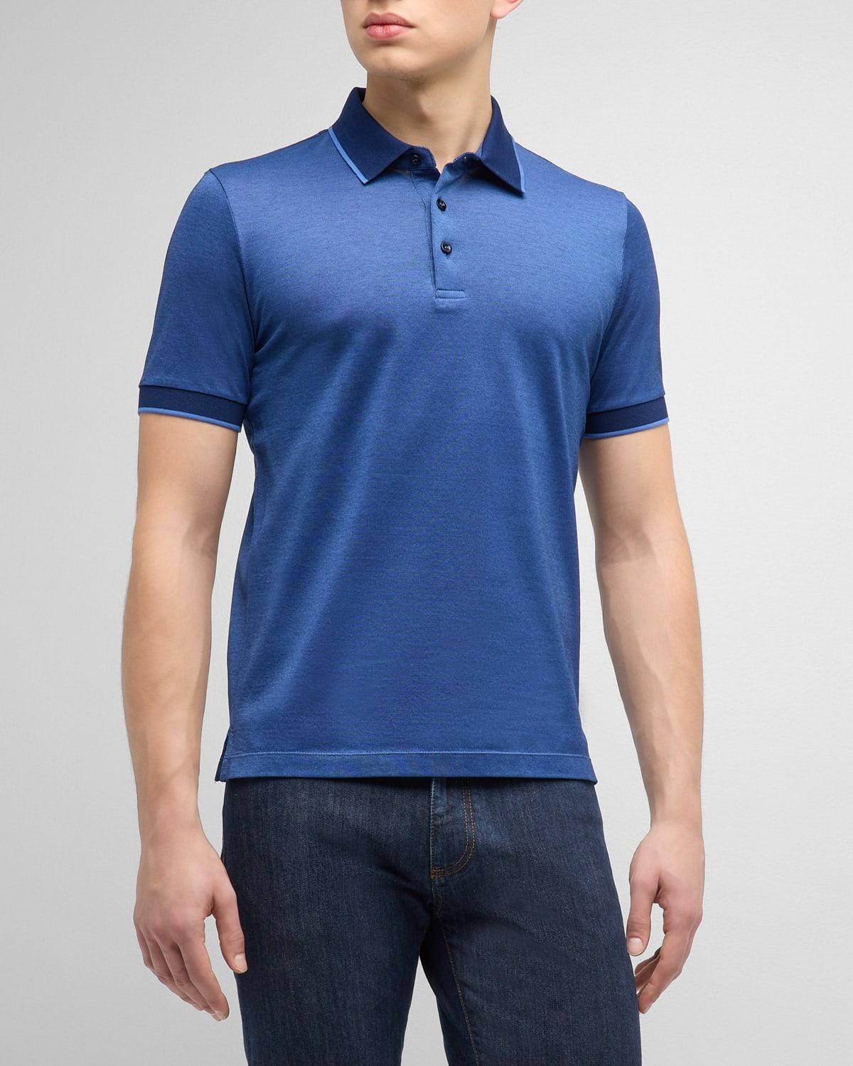 Men's Cotton Polo Shirt with Tipping Product Image