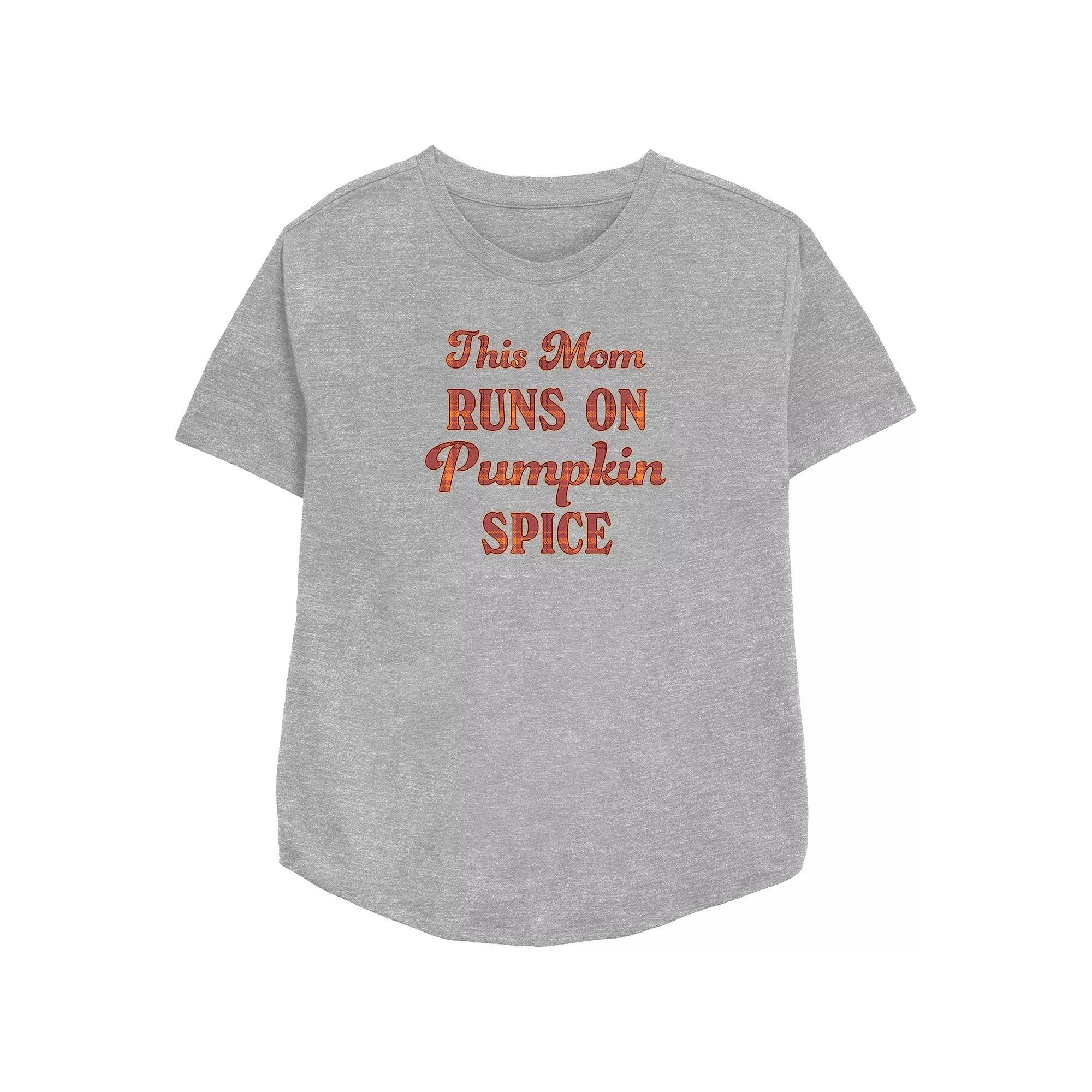 Women's This Mom Runs On Pumpkin Spice Relaxed Fit Graphic Tee, Size: XL, Athletic Grey Product Image