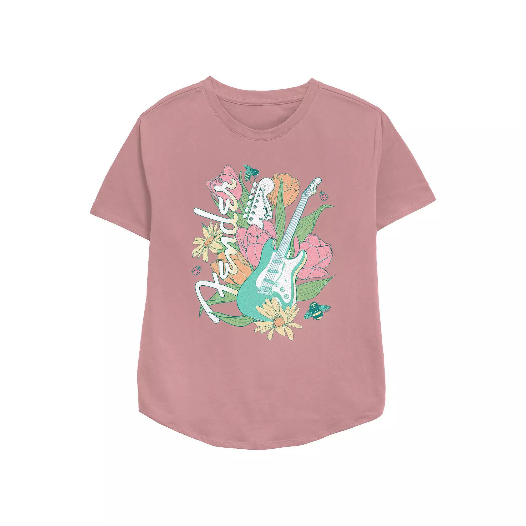Women's Fender Spring Guitar Relaxed Fit Graphic Tee, Size: Small, Pink Product Image