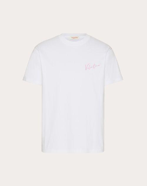 VALENTINO EMBROIDERY AND VLOGO SIGNATURE PRINT COTTON T-SHIRT Product Image