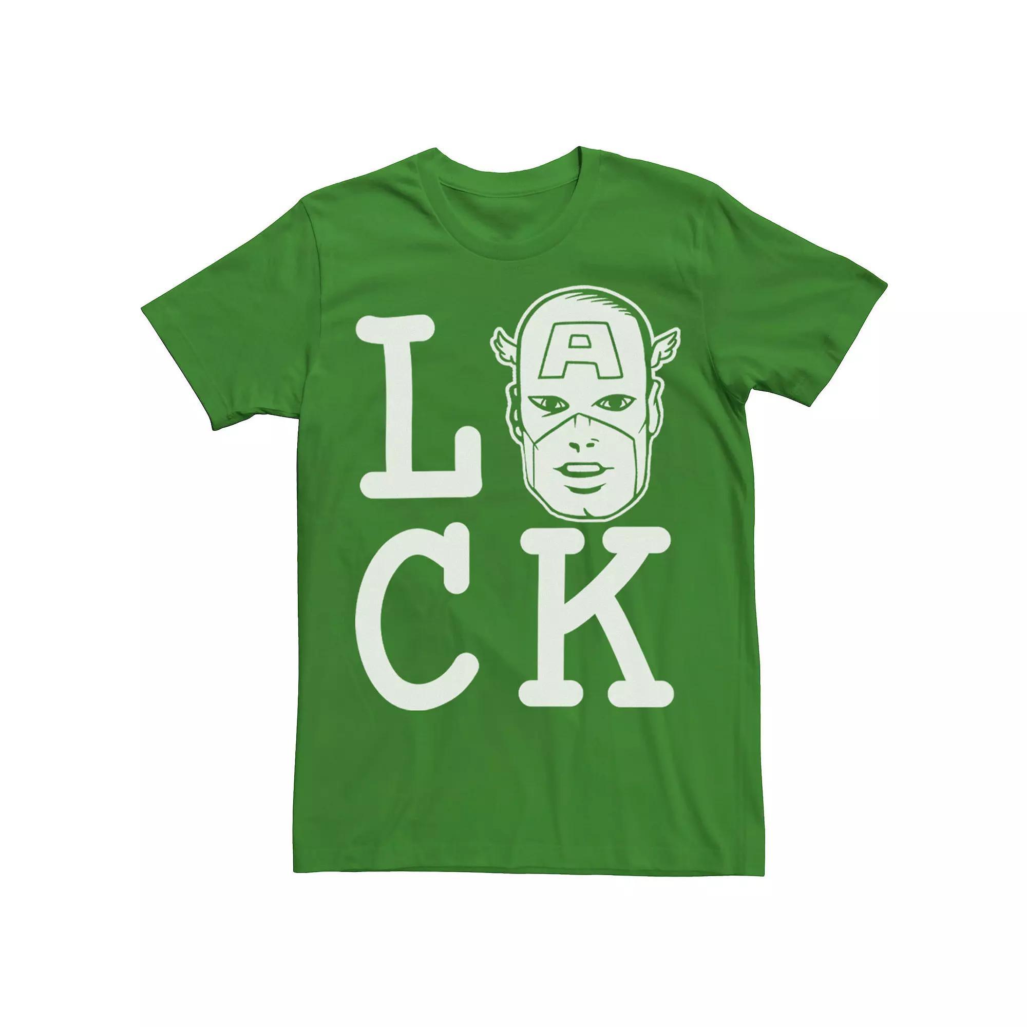 Men's Marvel Captain America Lucky St. Patrick's Day Text Tee, Size: Large, Kelly Product Image