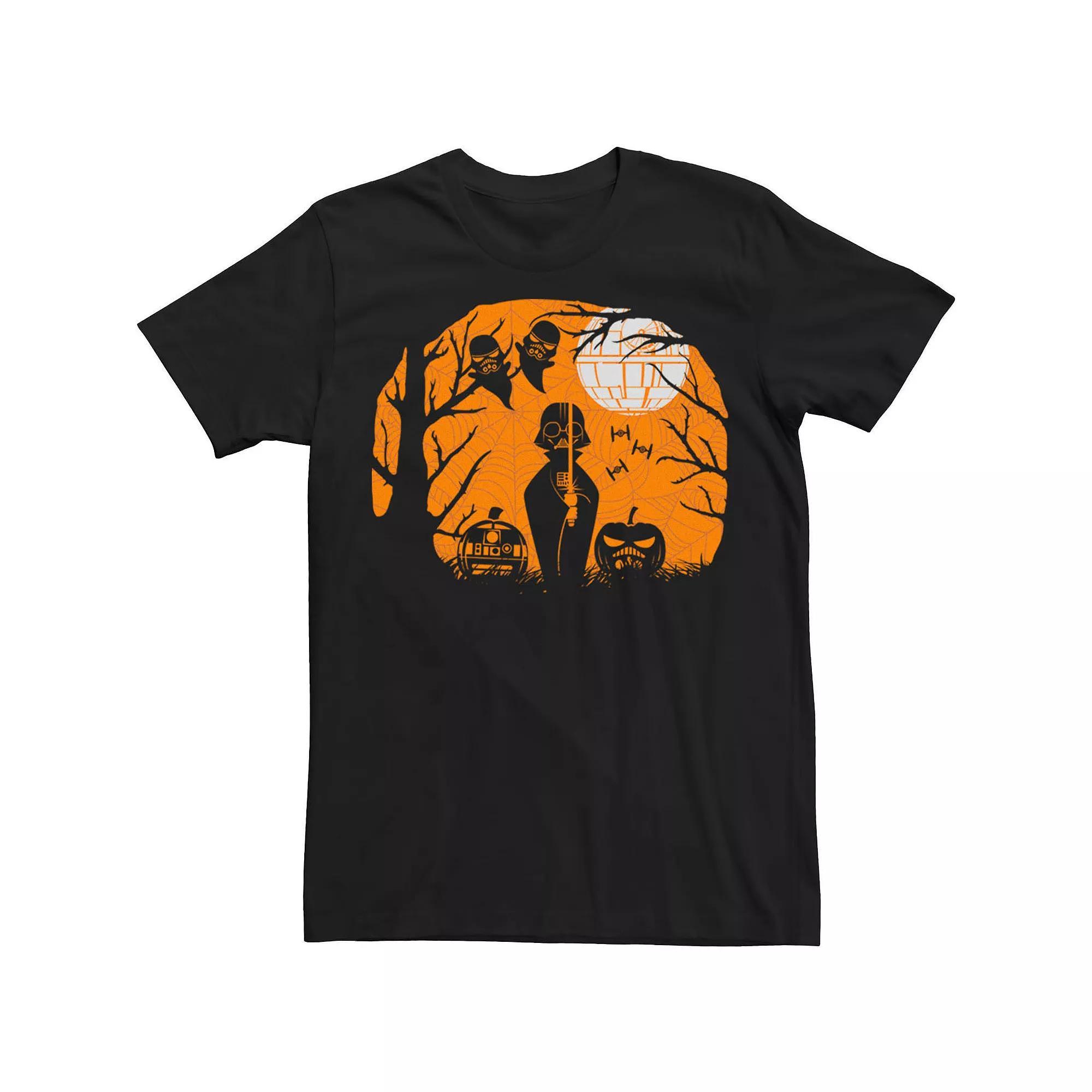 Men's Star Wars Halloween Darth Vader Death Star Silhouette Tee, Size: XL, Black Product Image