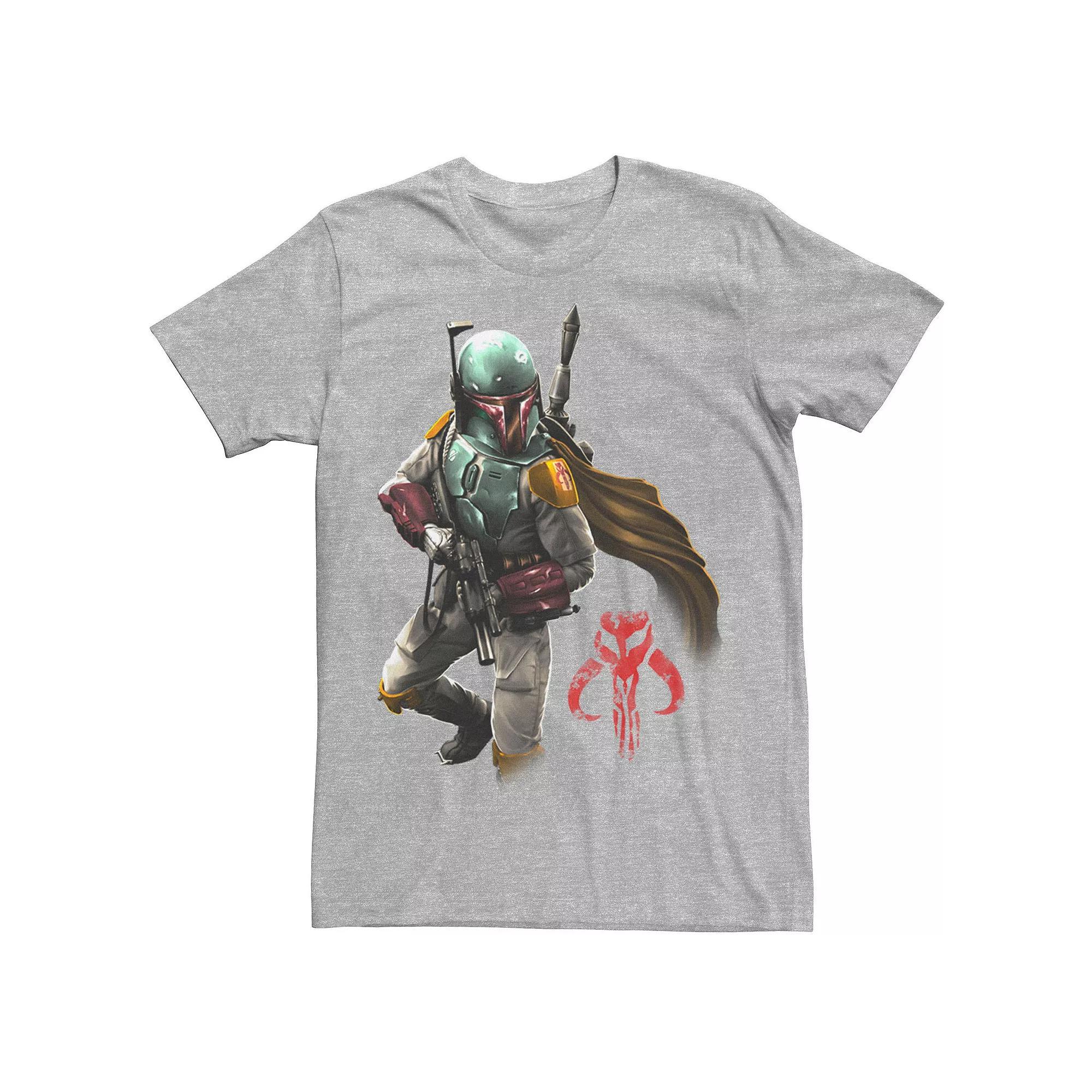 Men's Star Wars Boba Fett Grunge Profile Tee, Size: 3XL, Athletic Grey Product Image