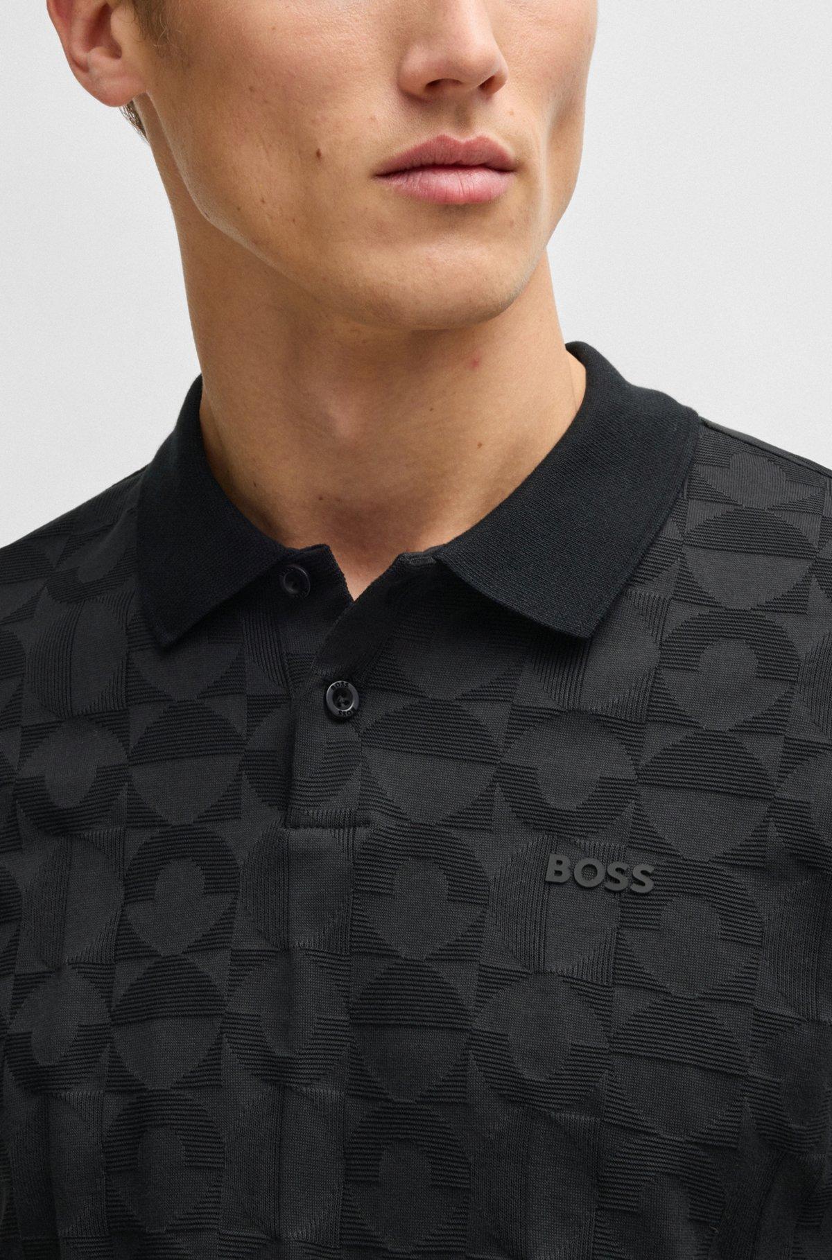 Cotton polo shirt with circle jacquard Product Image