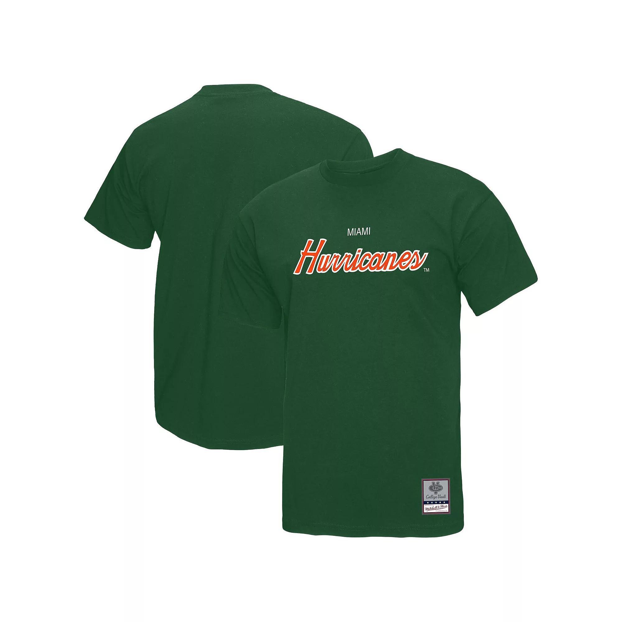 Men's Mitchell & Ness  Green Miami Hurricanes Elite Script T-Shirt, Size: Large Product Image