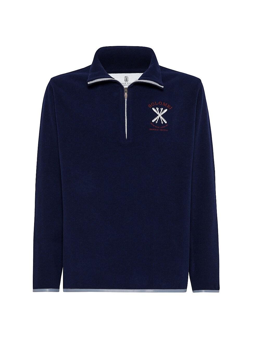 Mens Techno Cashmere and Cotton Turtleneck Sweatshirt with Half Zip Product Image