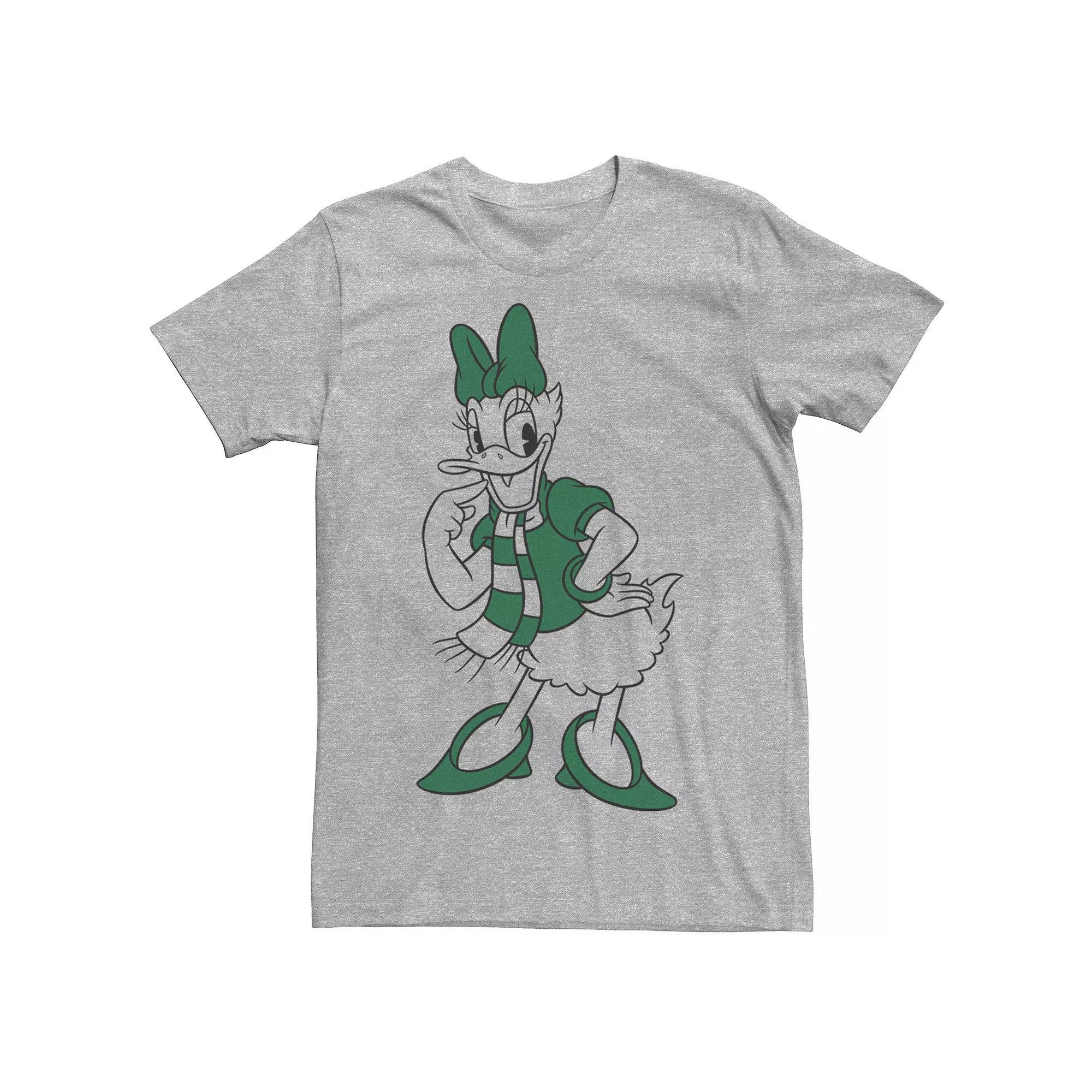Disney's Daisy Duck Men's Green Christmas Outline Tee, Size: Medium, Athletic Grey Product Image