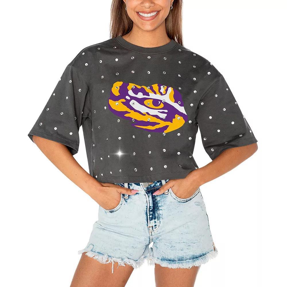 Women's Gameday Couture Gray LSU Tigers Go Time Rhinestone Crop T-Shirt, Size: XXL, Grey Product Image