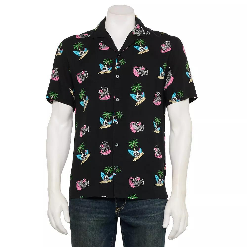 Men's Retrofit Textured Camp Shirt, Size: XXL, Black Product Image