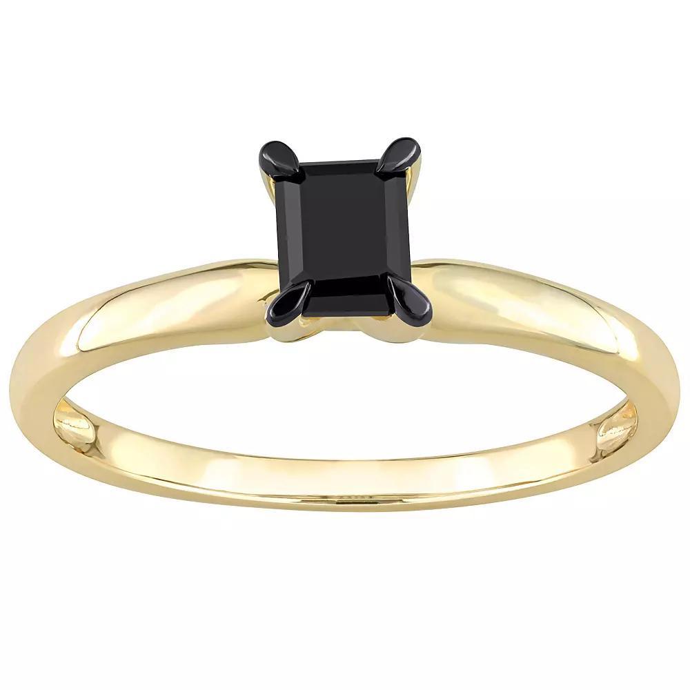 Stella Grace 14k Gold 1/2 Carat T.W. Emerald Cut Black Diamond Solitaire Engagement Ring, Women's, Size: 9 Product Image