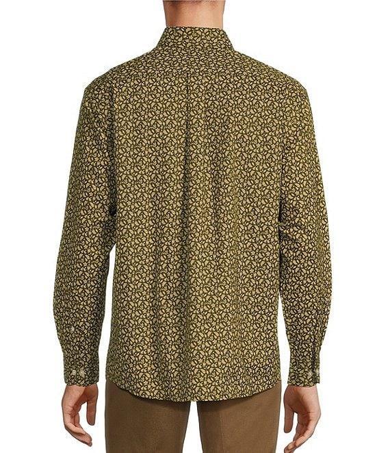 Roundtree & Yorke TravelSmart Easy Care Long Sleeve Herringbone Leaf Print Sport Shirt Product Image