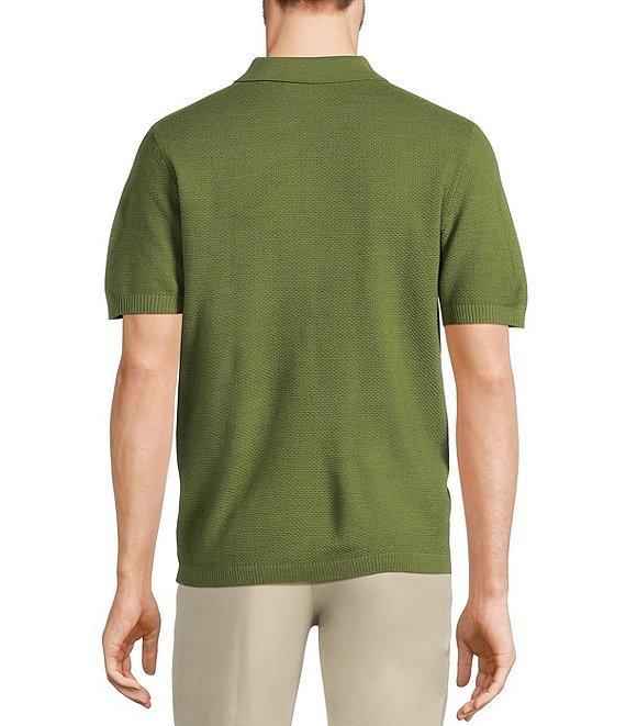 Murano Solid Textured Short Sleeve Knit Polo Sweater Product Image