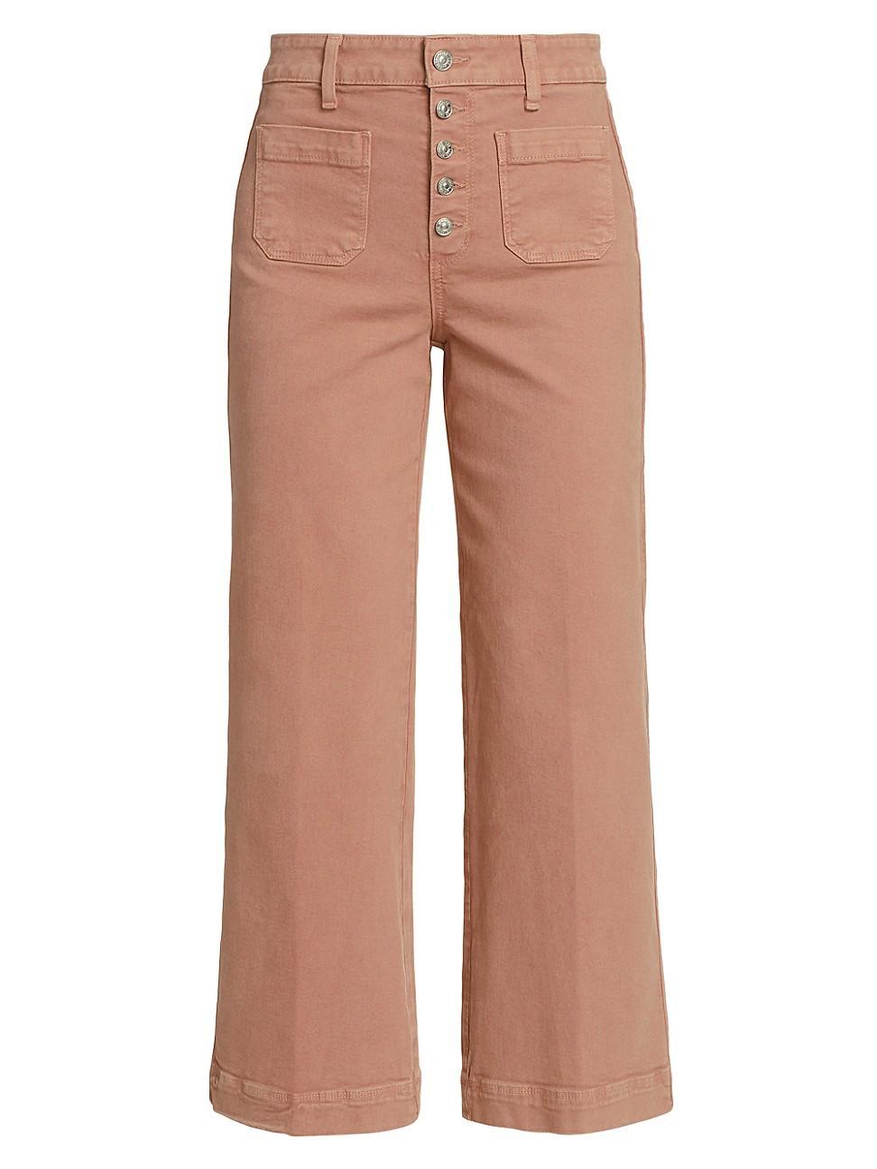 Paige Anessa Patch Pockets Exposed Buttonfly in Vintage Dark Rose Blush (Vintage Dark Rose Blush) Women's Jeans Product Image