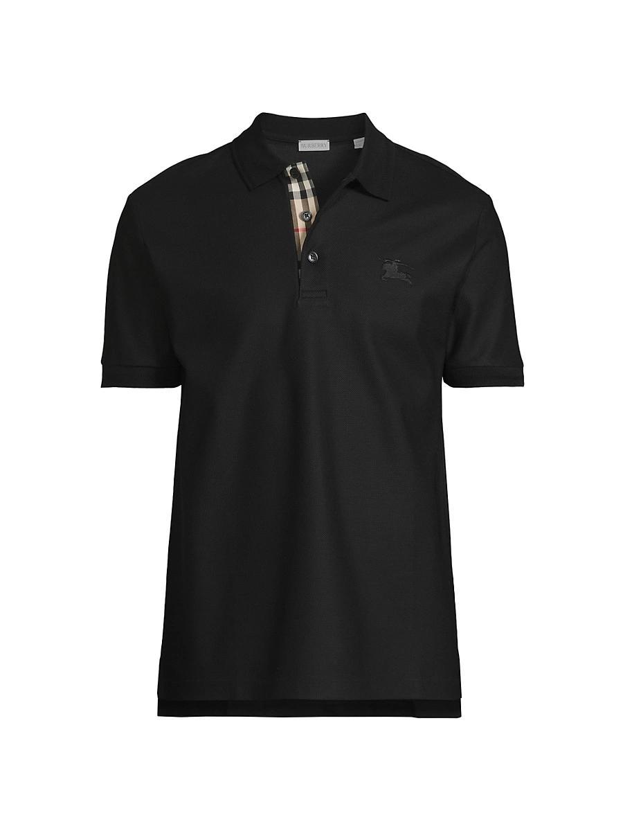burberry Men's Eddie TB Monogram Cotton Polo in Black at Nordstrom, Size Small Product Image