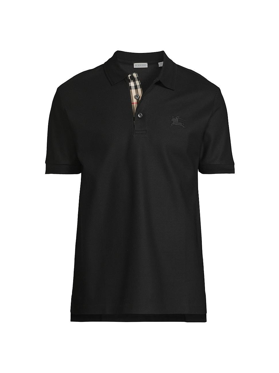 burberry Men's Eddie TB Monogram Cotton Polo in Black at Nordstrom, Size Small Product Image