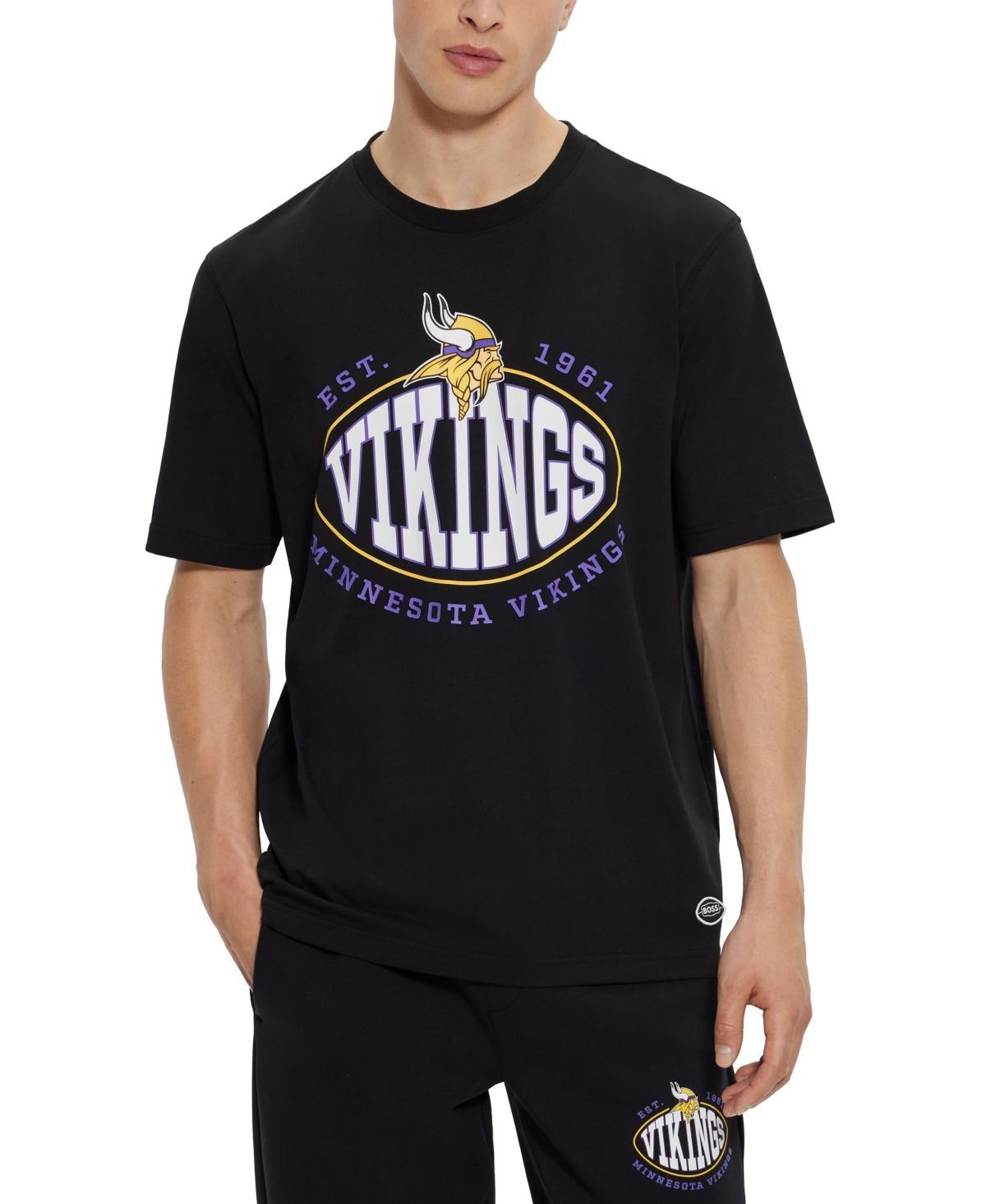 Men's BOSS X NFL  Black Minnesota Vikings Trap T-Shirt, Size: Large Product Image