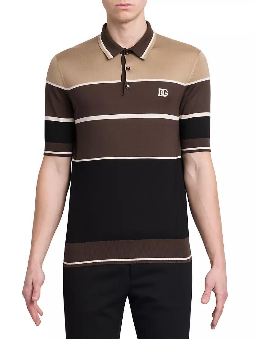 Striped Silk Polo Shirt Product Image