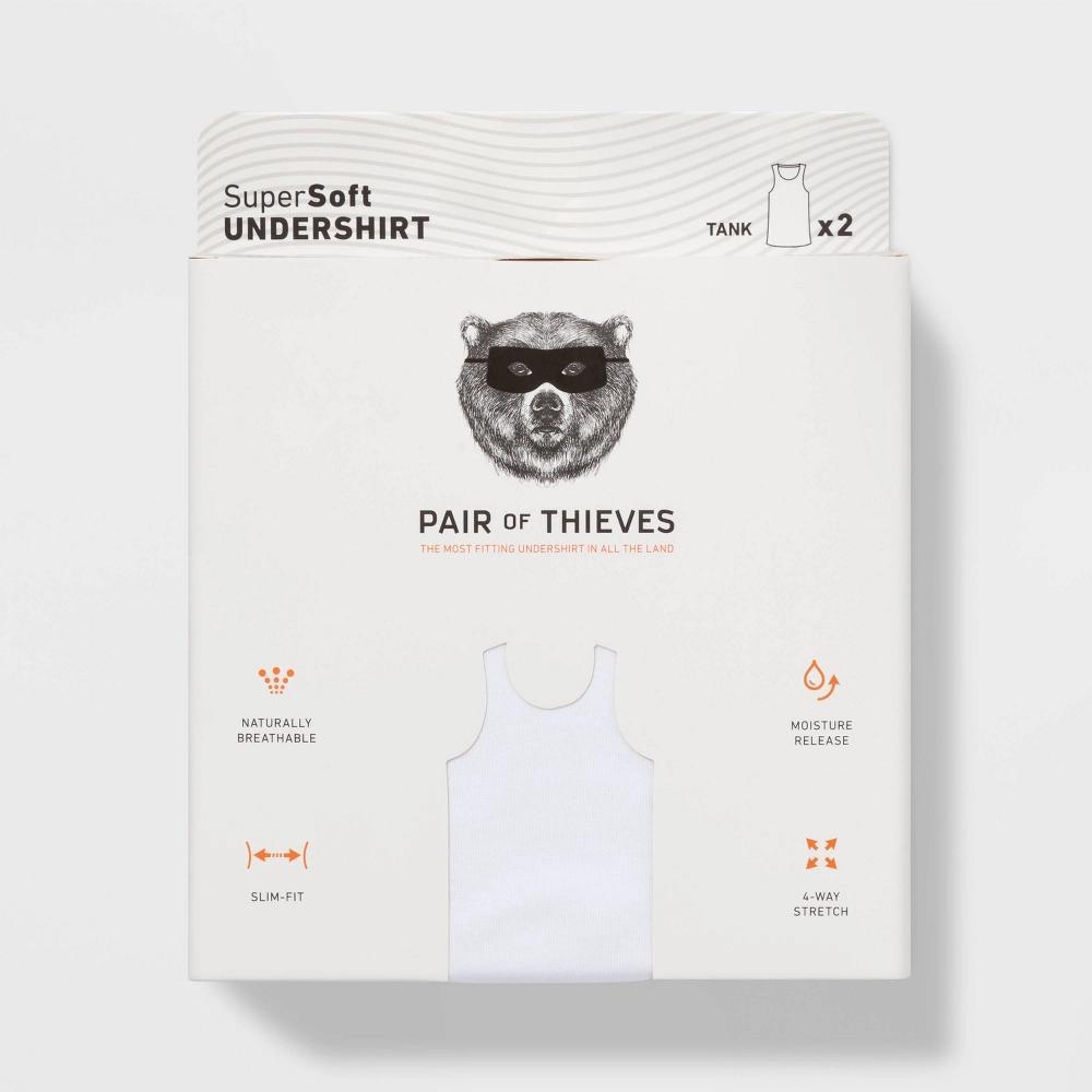 Pair of Thieves Mens Tank Undershirt 2pk - White L: Moisture Wicking, Breathable Fabric Product Image