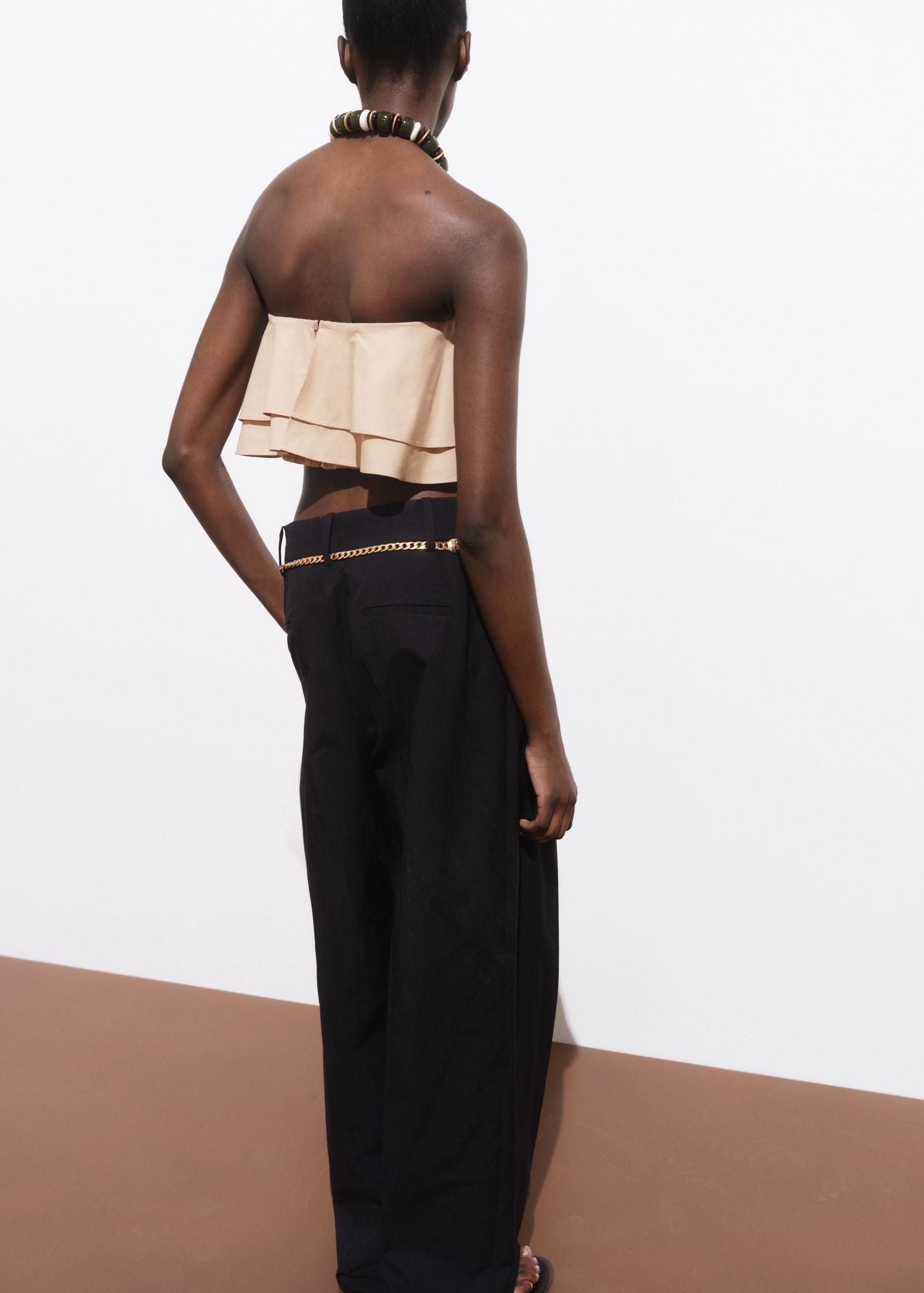 Strapless top with ruffles - Women | MANGO USA Product Image