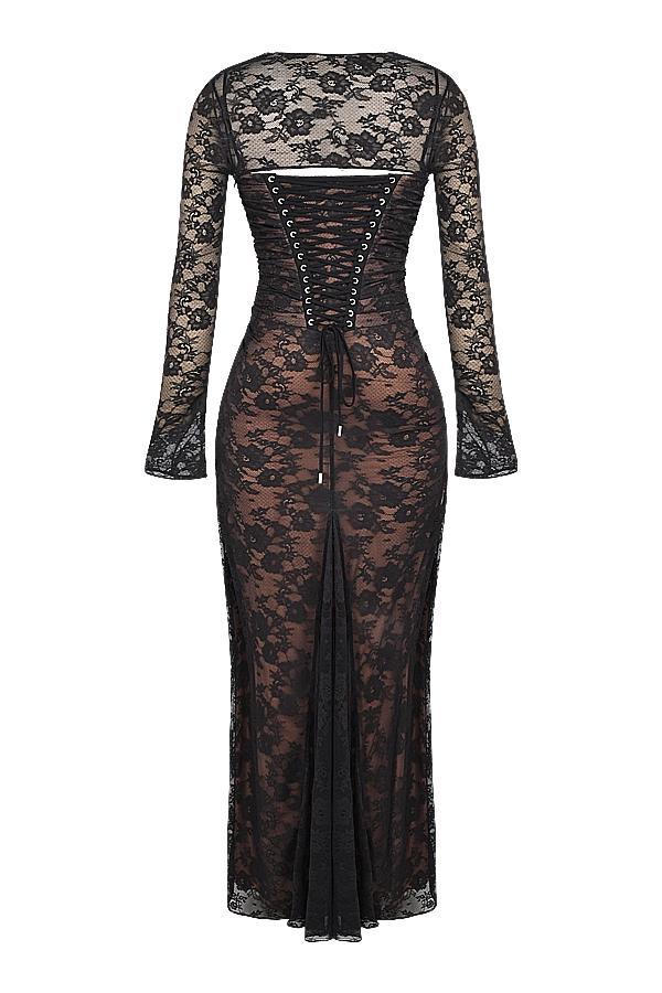 Artemis Black Lace Maxi Dress Product Image