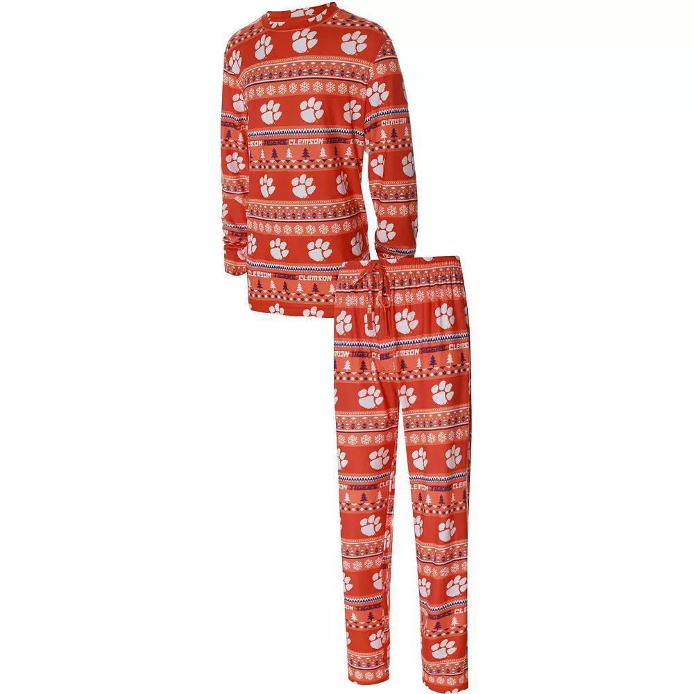 Men's Concepts Sport Orange Clemson Tigers Ugly Sweater Knit Long Sleeve Top and Pant Set, Size: Medium Product Image