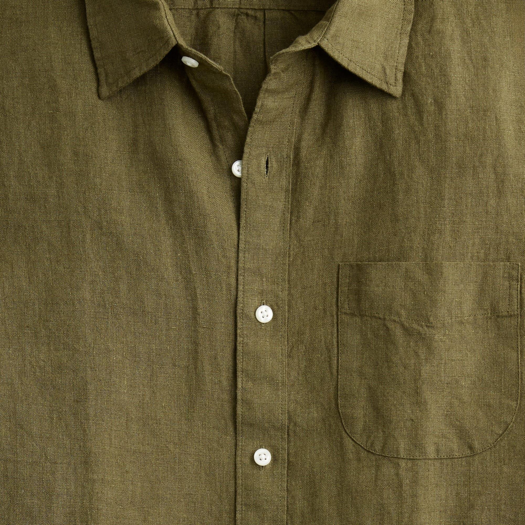 Short-sleeve linen point-collar shirt Product Image