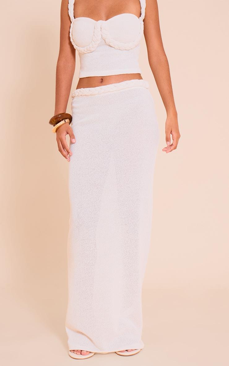 Petite Cream Plait Detail Maxi Skirt Product Image