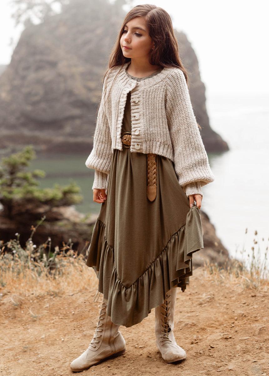 Tatum Dress in Olive Girls Product Image