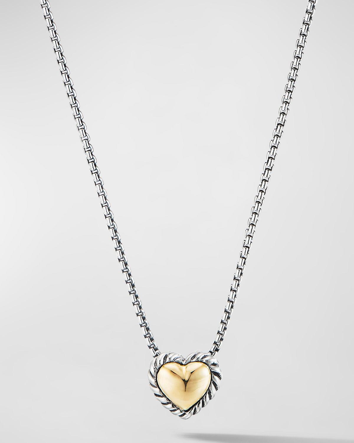 David Yurman Sterling Silver Cable Cookie Classic Heart Necklace with 18K Yellow Gold Product Image