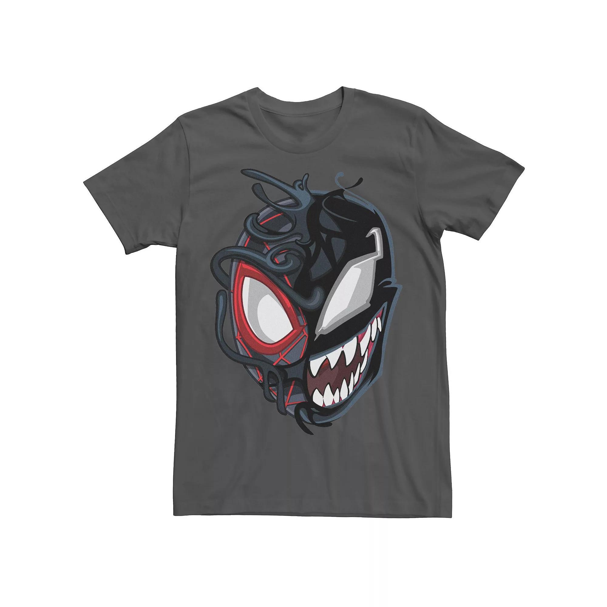 Men's Marvel Spider-Man Venom Miles Split Face Tee, Size: Small, Grey Product Image