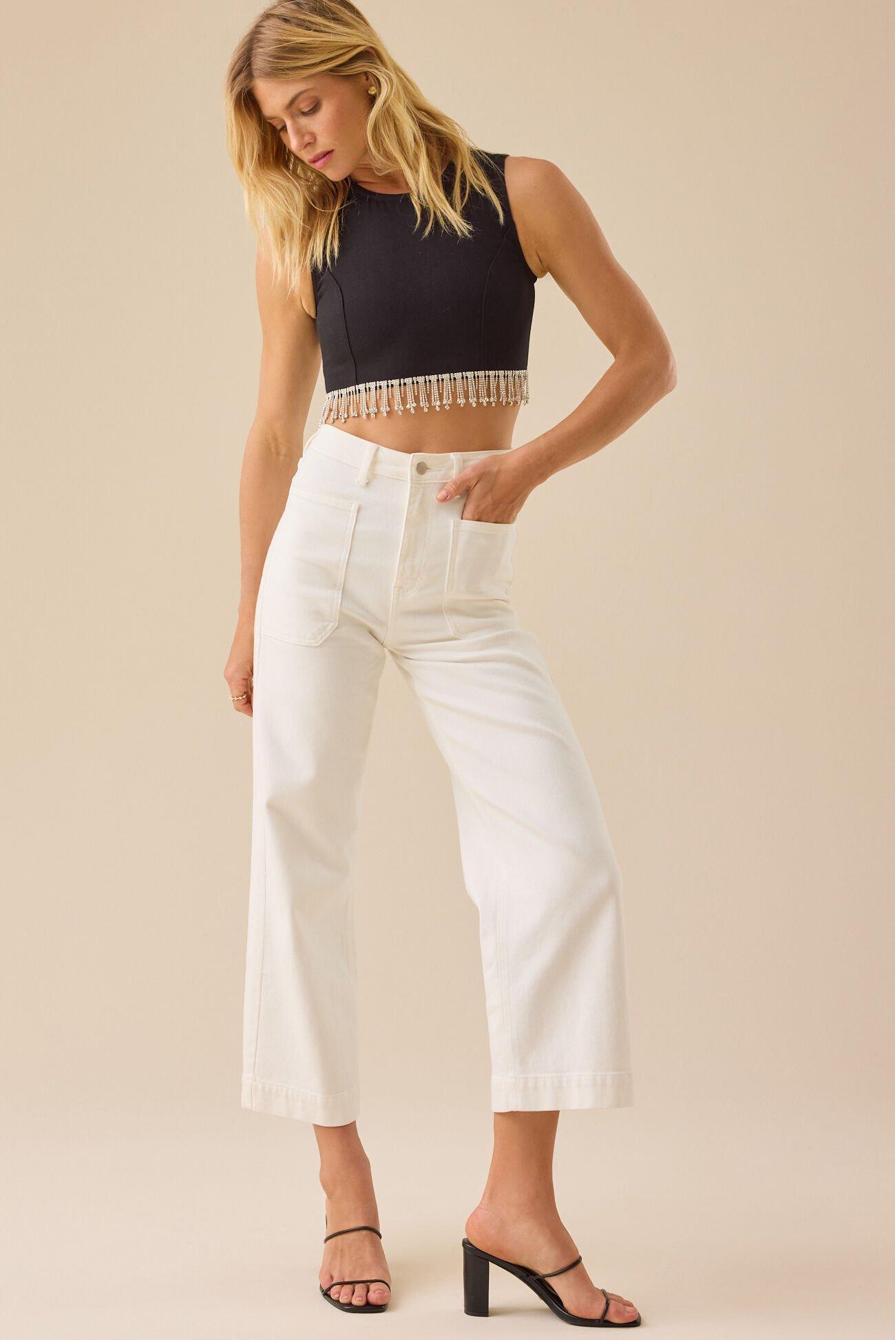Baylee Rhinestone Fringe Top Product Image