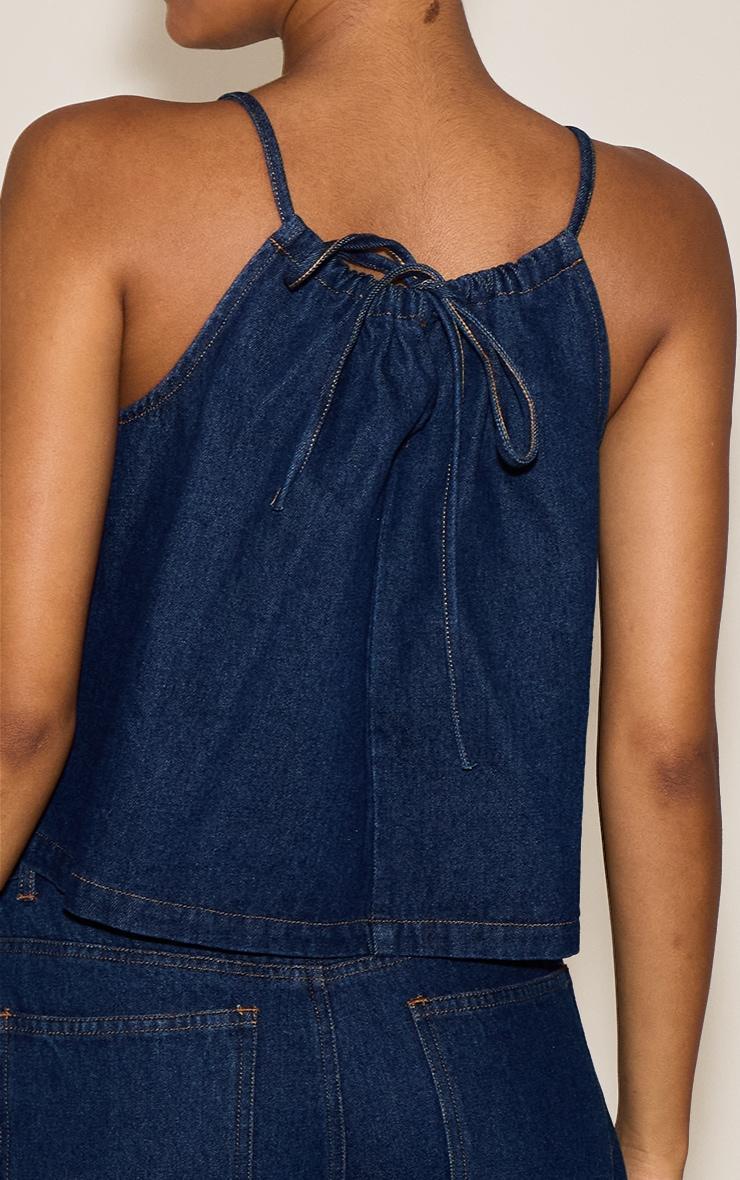 Indigo Floaty Sleeveless Denim Top Product Image