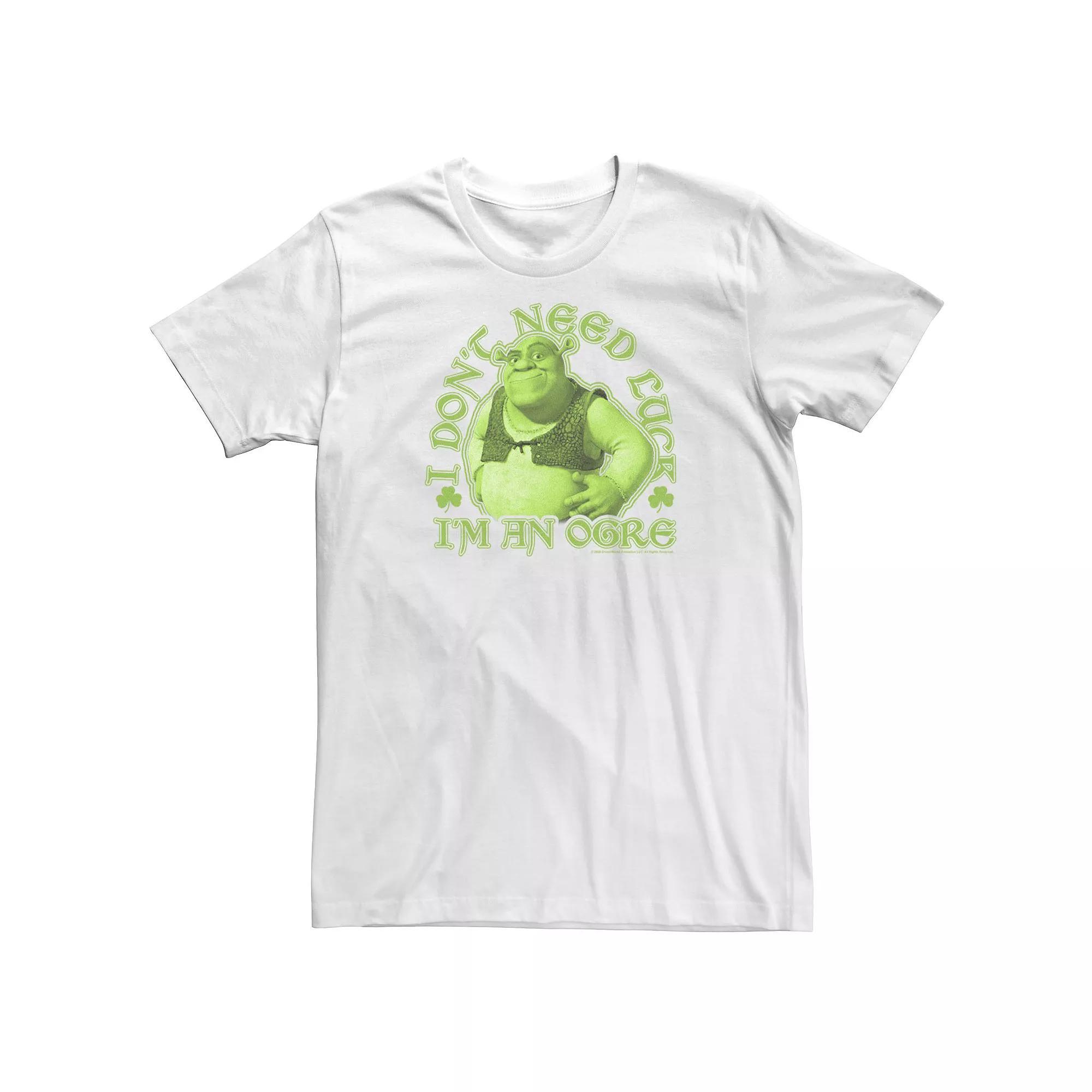 Big & Tall Shrek Saint Patrick's Day "I Don't Need Luck I'm An Ogre" Tee, Men's, Size: XXL Tall, White Product Image