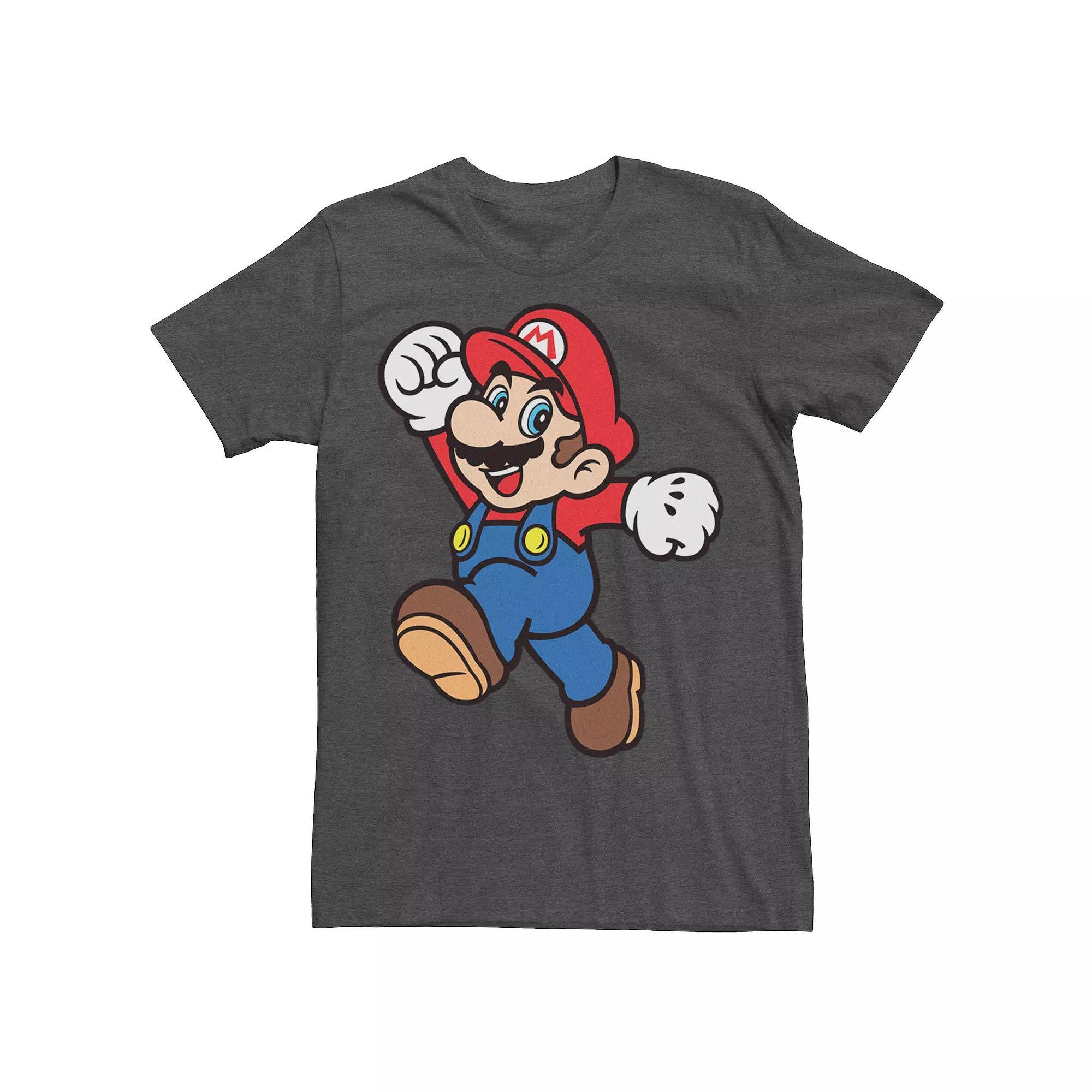 Mens Nintendo Super Mario Jump Vintage Distressed Tee Grey Heather Product Image