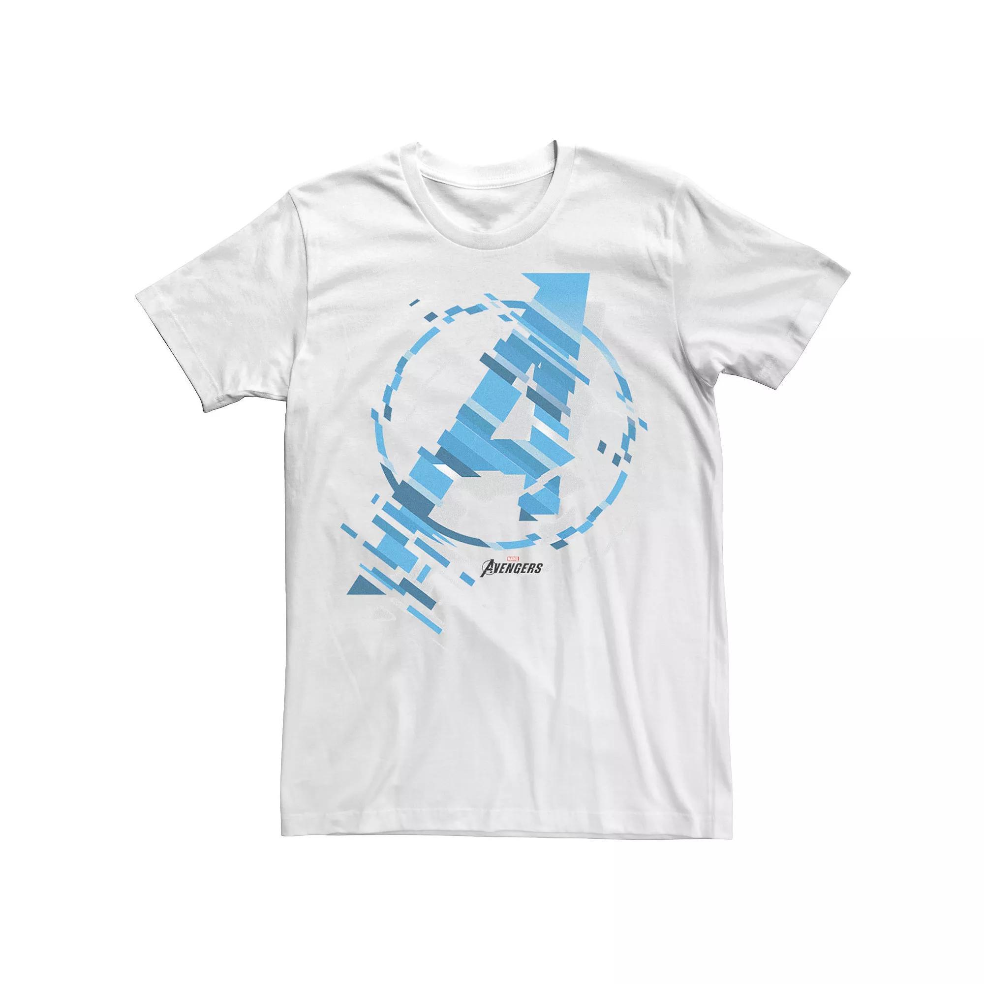 Men's Marvel Avengers Symbol Digital Glitch Tee, Size: Small, White Product Image