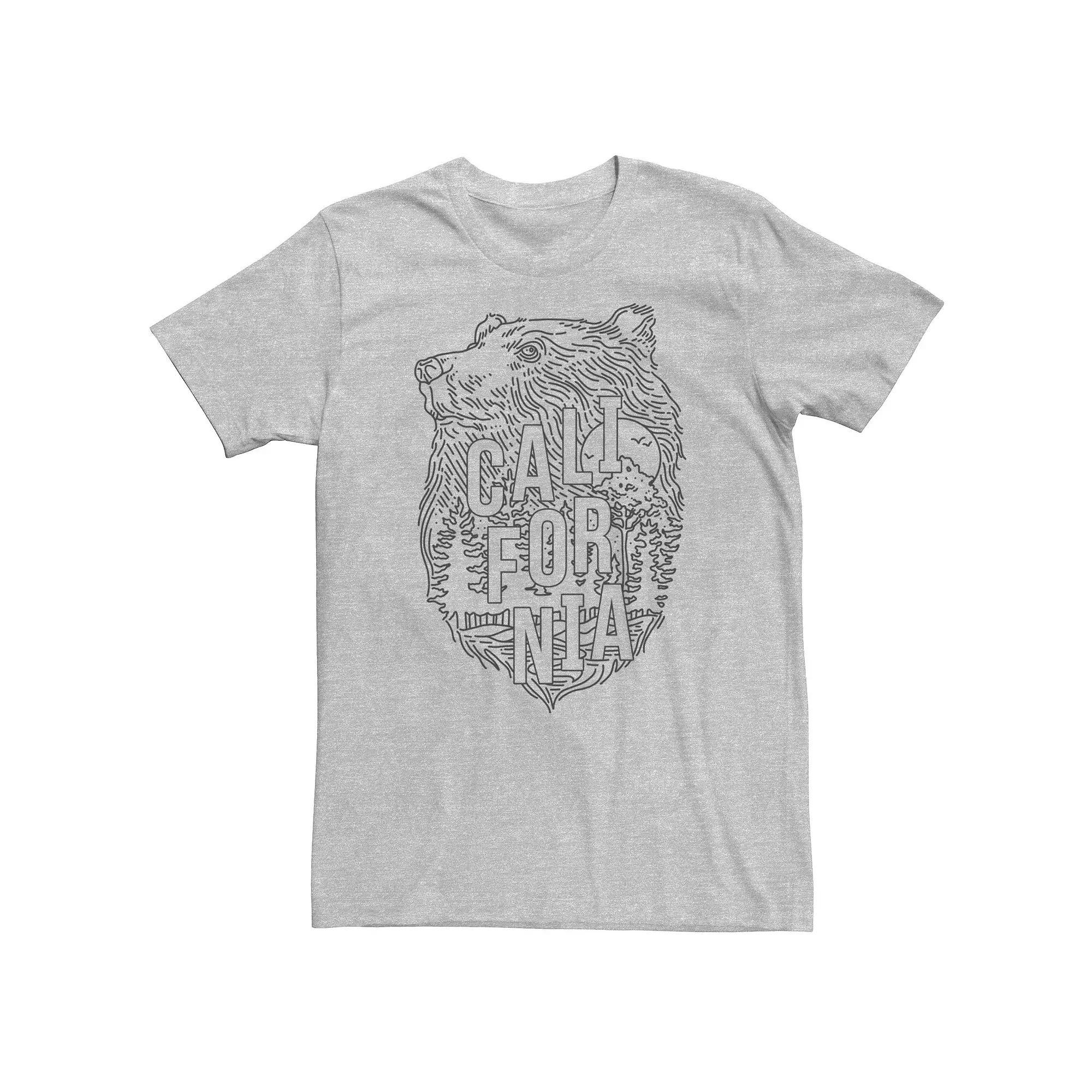 Men's California Outlined Bear Head Tee, Size: XXL, Athletic Grey Product Image