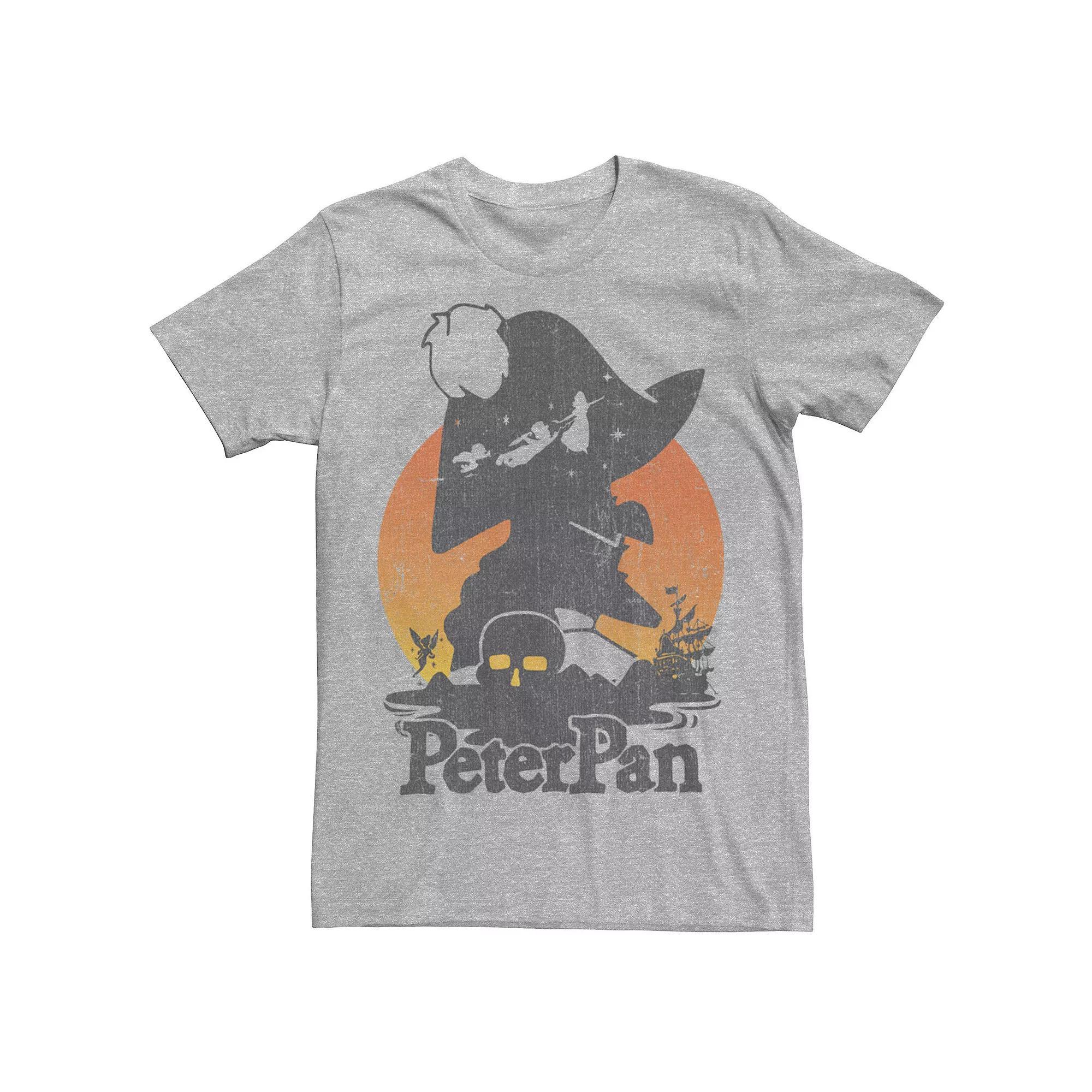 Mens Disneys Peter Pan Fly to Neverland Hook Silhouette Tee Athletic Grey Product Image